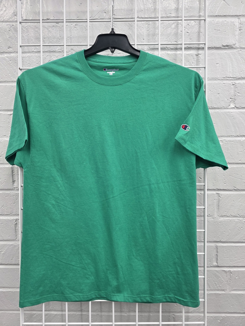 Champion Men's Emerald Green Crewneck Tee with Sleeve Logo